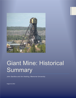 Giant Mine: Historical Summary
