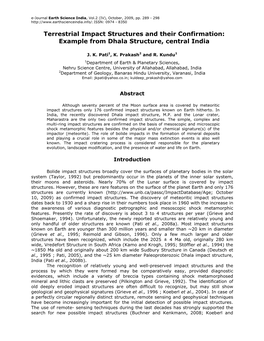 Terrestrial Impact Structures and Their Confirmation: Example from Dhala Structure, Central India