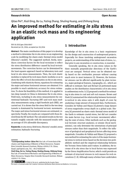 An Improved Method for Estimating in Situ Stress in an Elastic Rock Mass and Its Engineering Application