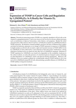 Expression of TXNIP in Cancer Cells and Regulation by 1,25(OH)2D3: Is It Really the Vitamin D3 Upregulated Protein?