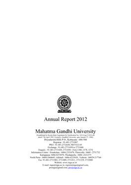 Annual Report 2012 Mahatma Gandhi University
