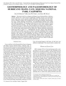 Geomorphology and Paleohydrology of Hurricane Crawl Cave, Sequoia National Park, California