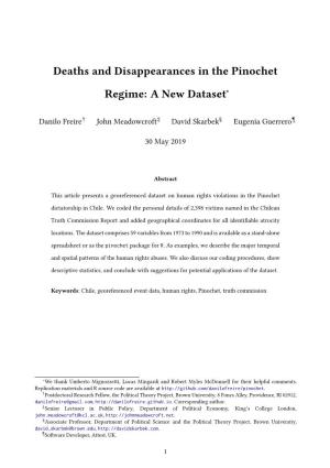 Deaths and Disappearances in the Pinochet Regime: a New Dataset∗