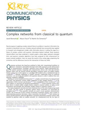 Complex Networks from Classical to Quantum