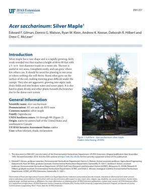 Acer Saccharinum: Silver Maple1 Edward F