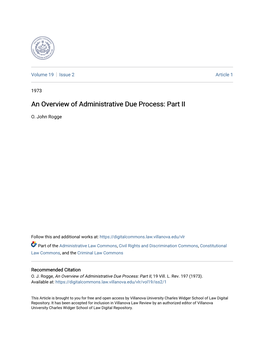 An Overview of Administrative Due Process: Part II