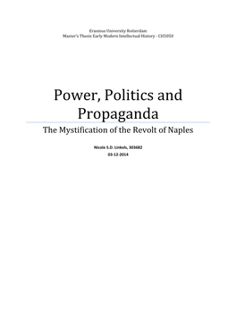 Power, Politics and Propaganda the Mystification of the Revolt of Naples