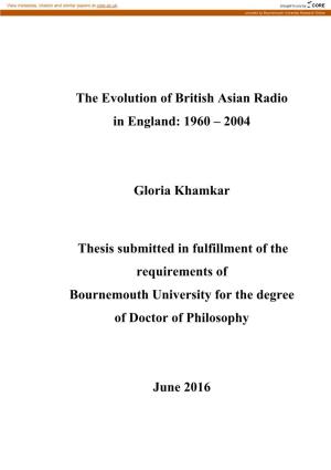 The Evolution of British Asian Radio in England: 1960 – 2004