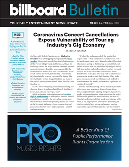 Coronavirus Concert Cancellations Expose Vulnerability of Touring