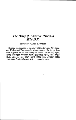 The Diary of Ebenezer Parkman 1754-1755