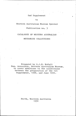 Catalogue of Western Australian Meteorite Collections