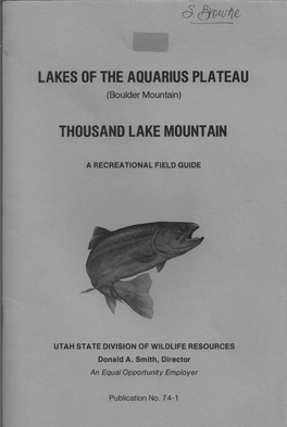 Lakes of the Aquarius Plateau Booklet