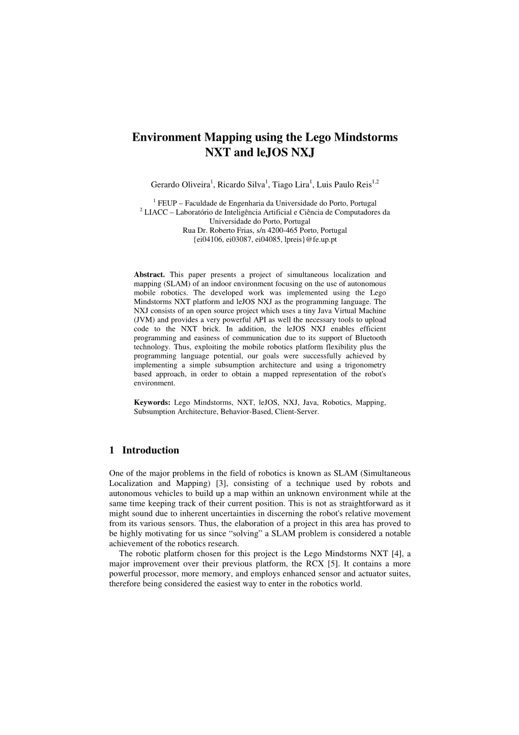 Environment Mapping Using the Lego Mindstorms NXT and Lejos NXJ