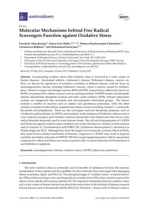 Molecular Mechanisms Behind Free Radical Scavengers Function Against Oxidative Stress