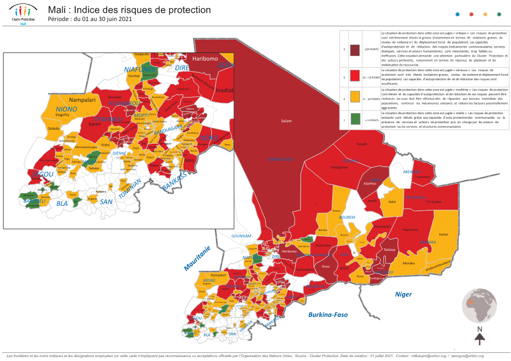 Mali : Indice Des Risques De Protection Période : Du 01 a U 30 Juin 2021