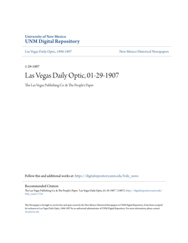 Las Vegas Daily Optic, 01-29-1907 the Las Vegas Publishing Co