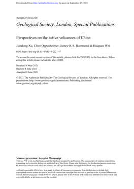 Perspectives on the Active Volcanoes of China