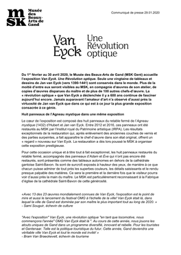 (MSK Gent) Accueille L'exposition Van Eyck. Une Révolution