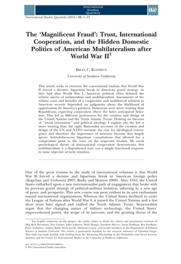 Trust, International Cooperation, and the Hidden Domestic Politics of American Multilateralism After World War II1