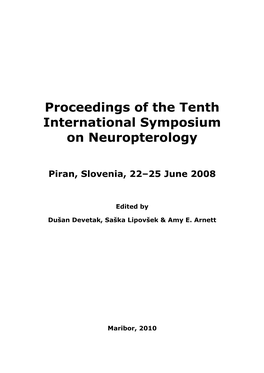 Proceedings of the Tenth International Symposium on Neuropterology