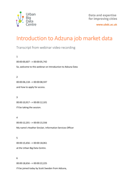 Introduction to Adzuna Job Market Data