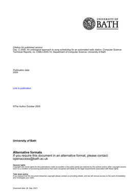 Alternative Formats If You Require This Document in an Alternative Format, Please Contact: Openaccess@Bath.Ac.Uk