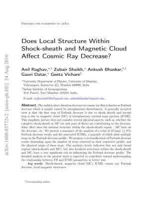 Does Local Structure Within Shock-Sheath and Magnetic