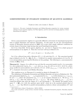 Arxiv:Math/9810152V2 [Math.RA] 12 Feb 1999 Hoe 0.1