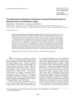 The Reproductive Biology of Pempheris Schwenkii (Pempheridae)