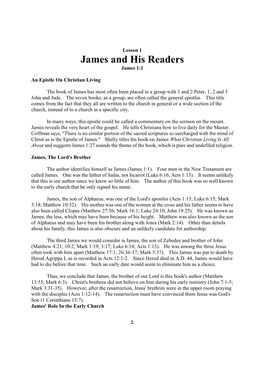 James and His Readers James 1:1