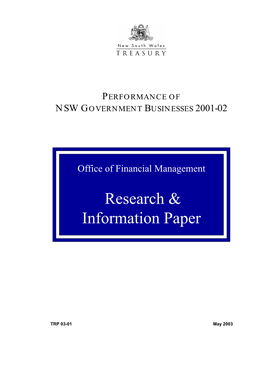 Performance of Nsw Government Businesses 2001-02