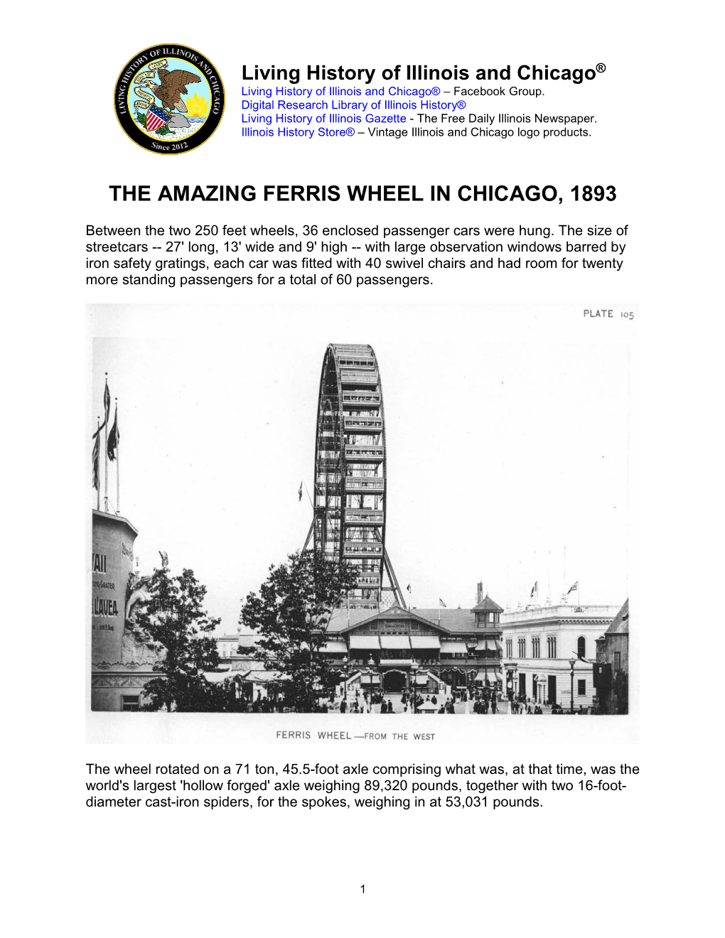 Amazing Ferris Wheel in Chicago, 1893