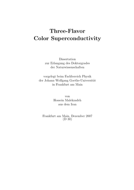 Three-Flavor Color Superconductivity