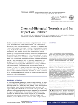 Chemical-Biological Terrorism and Its Impact on Children Sarita Chung, MD, FAAP,A Carl R