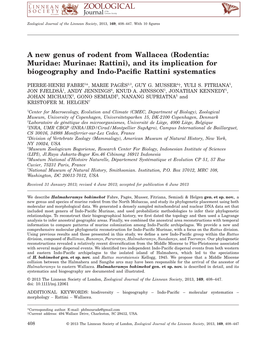 A New Genus of Rodent from Wallacea (Rodentia: Muridae: Murinae: Rattini), and Its Implication for Biogeography and Indo-Pacific