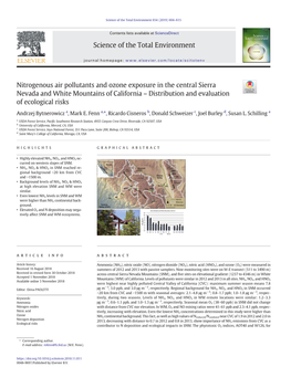 Nitrogenous Air Pollutants and Ozone Exposure in the Central Sierra Nevada and White Mountains of California – Distribution and Evaluation of Ecological Risks