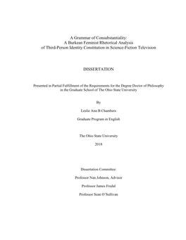 A Grammar of Consubstantiality: a Burkean Feminist Rhetorical Analysis of Third-Person Identity Constitution in Science-Fiction Television