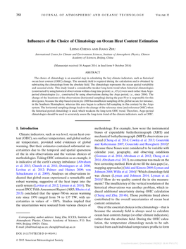 Influences of the Choice of Climatology on Ocean Heat