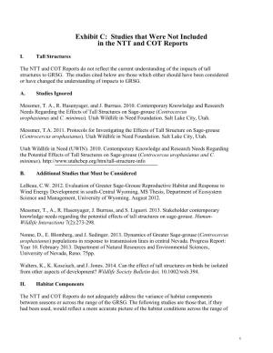 Exhibit C: Studies That Were Not Included in the NTT and COT Reports