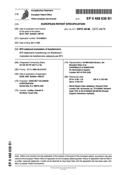 BF3 Catalyzed Acetylation of Butylbenzene BF3 Katalysierte Acetylierung Von Butylbenzol Acetylation De Butylbenzene Catalysee Par BF3