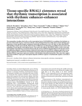 Tissue-Specific BMAL1 Cistromes Reveal That Rhythmic Transcription Is Associated with Rhythmic Enhancer–Enhancer Interactions