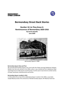 Bermondsey Street Back Stories