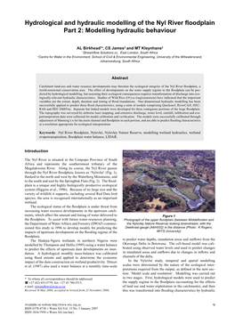 Hydrological and Hydraulic Modelling of the Nyl River ﬂoodplain Part 2: Modelling Hydraulic Behaviour