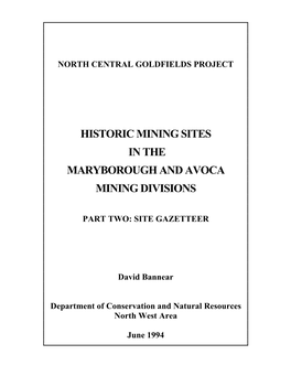 Historic Mining Sites in the Maryborough and Avoca Mining Divisions