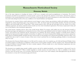 Massachusetts Horticultural Society Honorary Medals