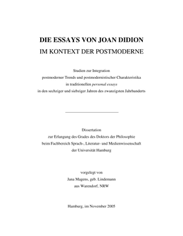 Die Essays Von Joan Didion Im Kontext Der Postmoderne