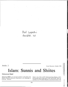 Islam: Sunnis. and Shiites Muhammad Hanif
