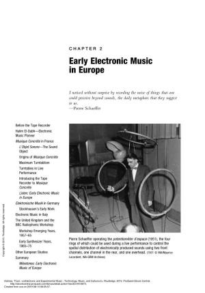 Early Electronic Music in Europe