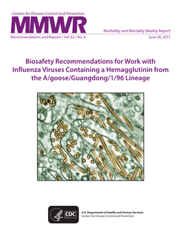 Biosafety Recommendations for Work with Influenza Viruses Containing a Hemagglutinin from the A/Goose/Guangdong/1/96 Lineage