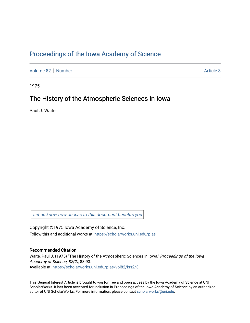 The History of the Atmospheric Sciences in Iowa
